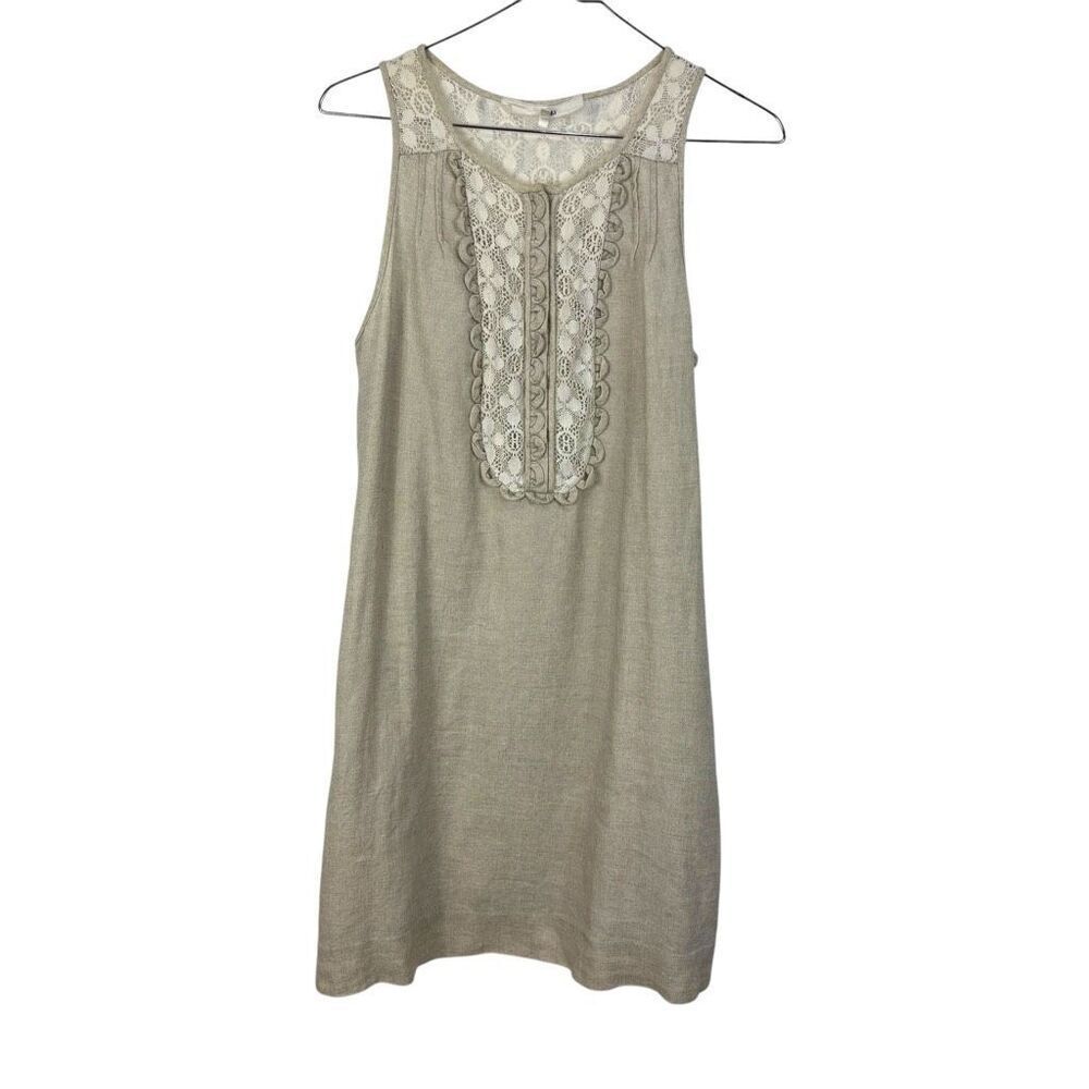 3.1 Phillip Lim Size 4 Wmn Ivory Sleeveless Shift Dress Lace Shiny Bodice